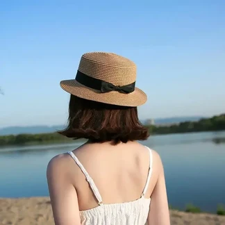 Chapeau Canotier en Paille Femme